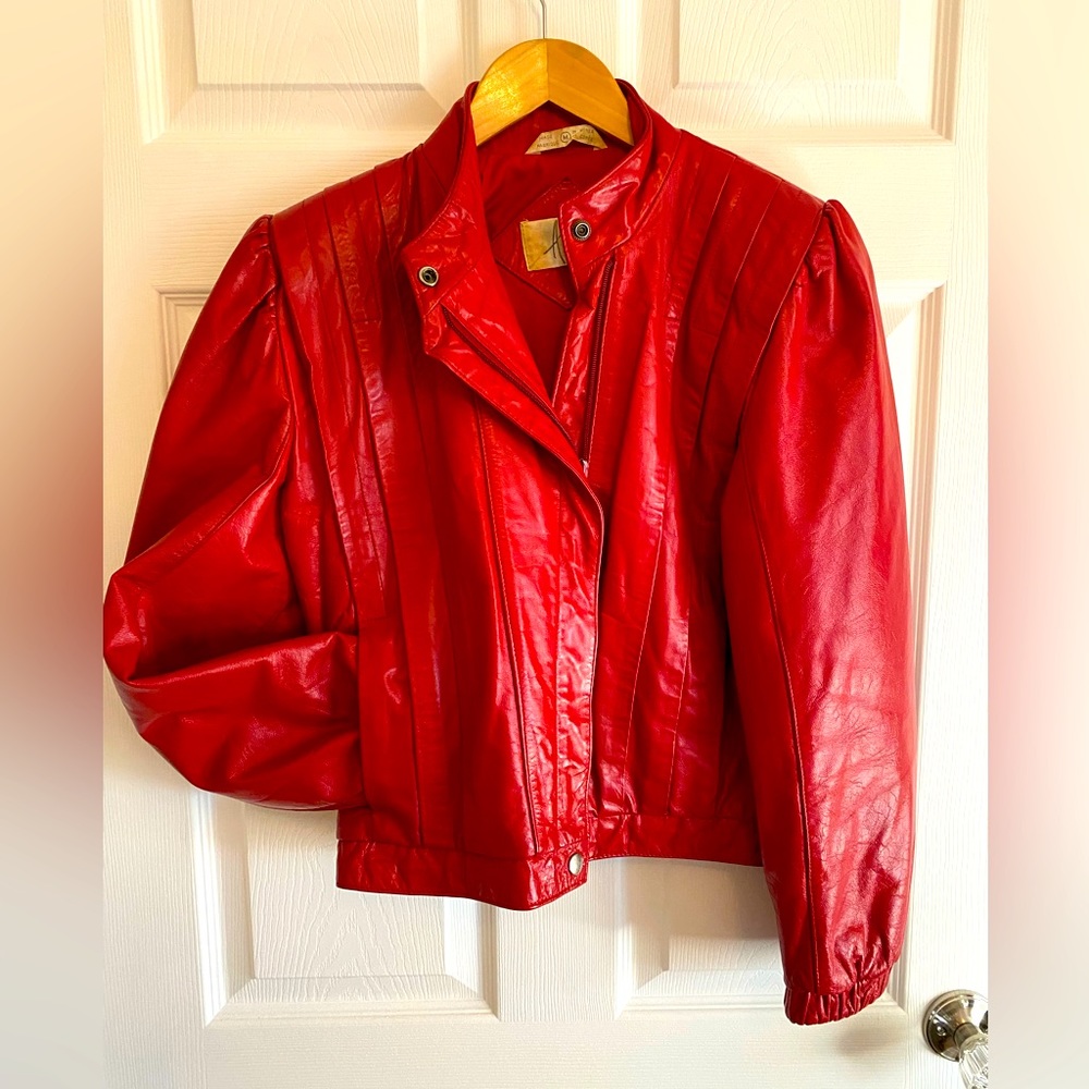 Vintage Ada women’s red leather jacket. Classic 1980s excellent condition.